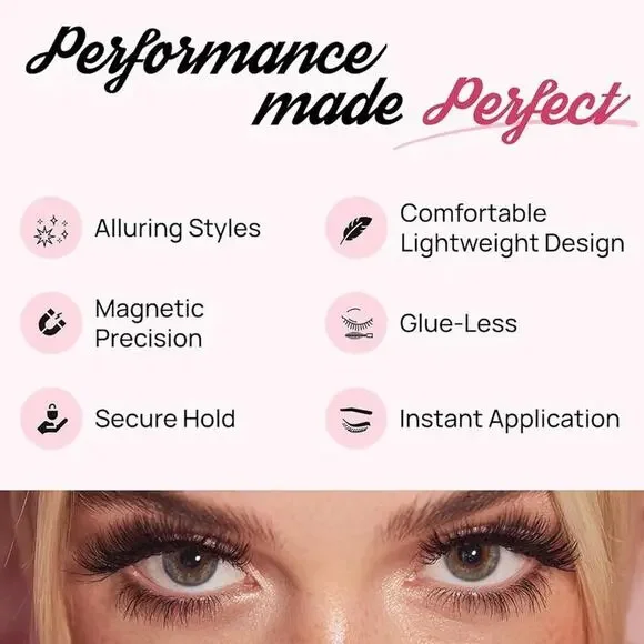 Full Out Glam Magnetic Eyelashes & Eyeliner Kit with Applicator – 3 Lash Sets